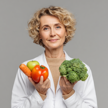 Спеціаліст з харчування консультує літню жінку